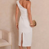 VESTIDO ANGELINA MIDI UM OMBRO COM DETALHE METAL - OFF WHITE