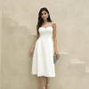 VESTIDO MIDI ESPANHA PREGAS BARBATANA - OFF WHITE
