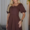 VESTIDO DANIELA MANGA 3/4 COM ZÍPER - MARROM