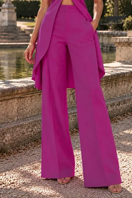 CONJUNTO ANELISE PANTALONA E BLUSA ALONGADA - PINK