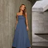 VESTIDO JACQUELINE LONGUETE PALA DOBRADA - AZUL JEANS