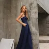 VESTIDO JACQUELINE LONGUETE PALA DOBRADA - AZUL MARINHO