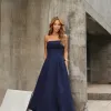 VESTIDO JACQUELINE LONGUETE PALA DOBRADA - AZUL MARINHO