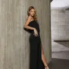 VESTIDO LARA LONGO FENDA FRONTAL - PRETO