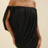VESTIDO TÁSSIA CURTO CAPA DRAPEADA - PRETO