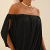 VESTIDO TÁSSIA CURTO CAPA DRAPEADA - PRETO