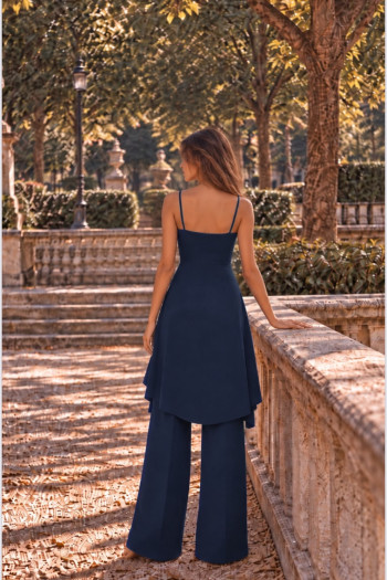 CONJUNTO ANELISE PANTALONA E BLUSA ALONGADA - AZUL COBALT