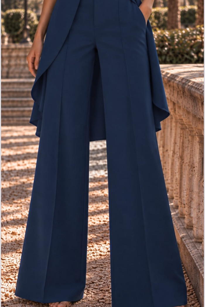 CONJUNTO ANELISE PANTALONA E BLUSA ALONGADA - AZUL COBALT