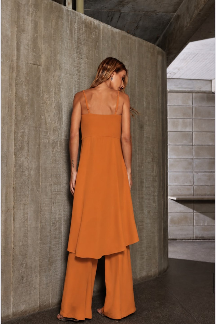 CONJUNTO ANELISE PANTALONA E BLUSA ALONGADA - TANGERINA