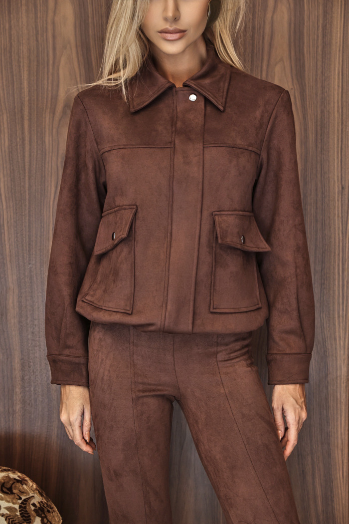 JAQUETA JUJU BOMBER SUEDE - MARROM