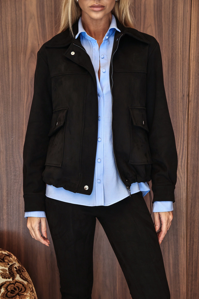 JAQUETA JUJU BOMBER SUEDE - PRETO