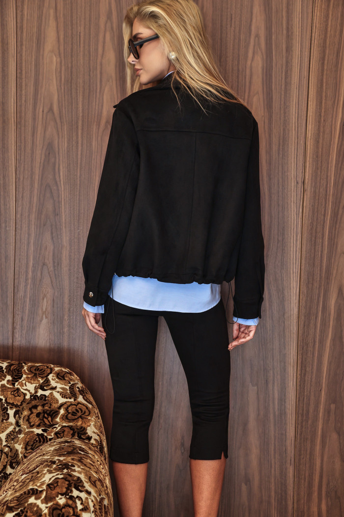 JAQUETA JUJU BOMBER SUEDE - PRETO