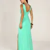 VESTIDO LONGO FLAVIANE JERSEY FENDA - VERDE MENTA