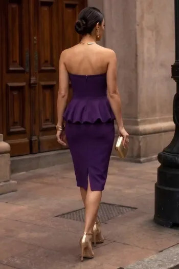 VESTIDO MAYRA MIDI PEPLUM T.Q.C. - ROXO