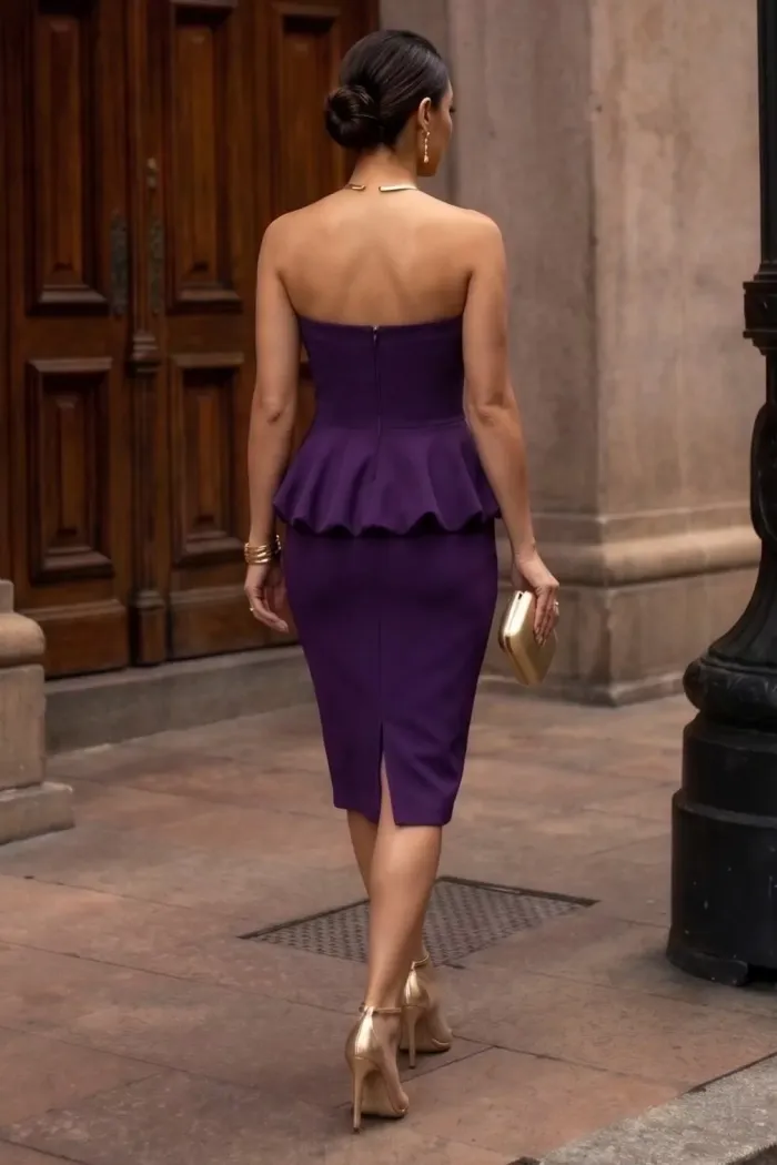 VESTIDO MAYRA MIDI PEPLUM T.Q.C. - ROXO