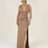 VESTIDO LONGO FLAVIANE JERSEY FENDA - CAPUCCINO