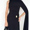 VESTIDO GEISY LONGO NULA MANGA DETALHE FIVELA - PRETO