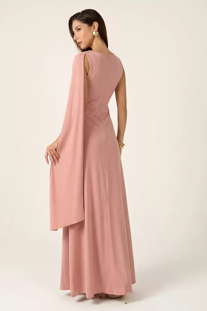 VESTIDO GEISY LONGO NULA MANGA DETALHE FIVELA - ROSA
