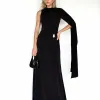 VESTIDO GEISY LONGO NULA MANGA DETALHE FIVELA - PRETO