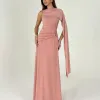 VESTIDO GEISY LONGO NULA MANGA DETALHE FIVELA - ROSA