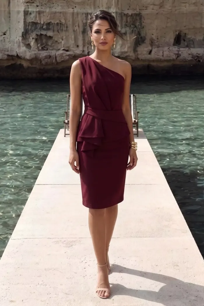 VESTIDO SARA MIDI ALFAIATARIA - VINHO