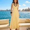 VESTIDO DUDA LONGUETE ALGODÃO LISTRADO - AMARELO