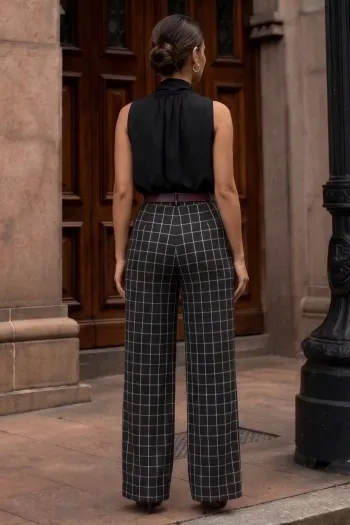 CALÇA FABIANA ALFAIATARIA XADREZ - PRETO