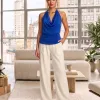 BLUSA AMANDA JERSEY GOLA BOBA - AZUL