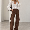 CALÇA JAMILLE CARGO BOLSOS PANTALONA - MARROM