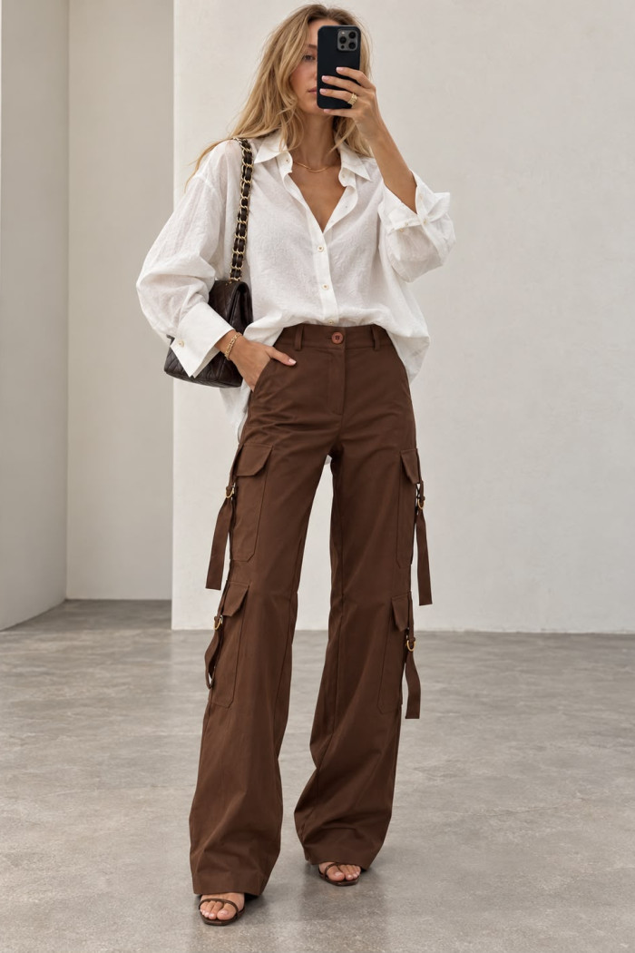 CALÇA JAMILLE CARGO BOLSOS PANTALONA - MARROM