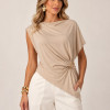BLUSA ADELE JERSEY ASSIMÉTRICA - CREME