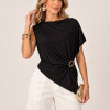 BLUSA ADELE JERSEY ASSIMÉTRICA - PRETO