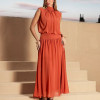 CONJUNTO MARCELA BLUSA E SAIA CHIFFON - TELHA