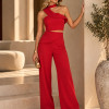 CONJUNTO RENALINE ALFAIATARIA PANTALONA E BLUSA CHOKER - VERMELHO