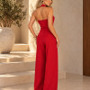 CONJUNTO RENALINE ALFAIATARIA PANTALONA E BLUSA CHOKER - VERMELHO