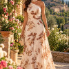 VESTIDO ROMA LONGO ESTAMPADO CHIFFON CHOKER - OFF WHITE