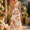 VESTIDO ROMA LONGO ESTAMPADO CHIFFON CHOKER - OFF WHITE
