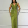 VESTIDO LONGO SAMIA JERSEY DRAPEADO - VERDE