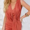VESTIDO LONGO SAMIA JERSEY DRAPEADO - GOIABA