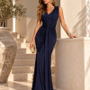 VESTIDO LONGO SAMIA JERSEY DRAPEADO - AZUL MARINHO