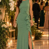 VESTIDO SUELLEN CREPE DETALHE BABADOS - VERDE