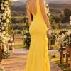 VESTIDO SUELLEN CREPE DETALHE BABADOS - AMARELO