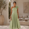 VESTIDO MIDI FLOWERS NULA MANGA - VERDE SÁLVIA 