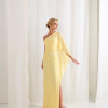 VESTIDO ELÓA CHIFFON NULA MANGA CAPA - AMARELO