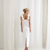 VESTIDO JASMINE LONGUETE TUBINHO FLOWERS ALFAIATARIA - OFF WHITE