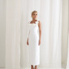 VESTIDO JASMINE LONGUETE TUBINHO FLOWERS ALFAIATARIA - OFF WHITE