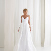 VESTIDO LIZ SAIA PLISSADA BABADO - OFF WHITE