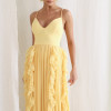 VESTIDO LIZ SAIA PLISSADA BABADO - AMARELO