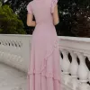 VESTIDO GIULIA LONGO BABADOS SAIA - ROSA