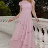 VESTIDO GIULIA LONGO BABADOS SAIA - ROSA